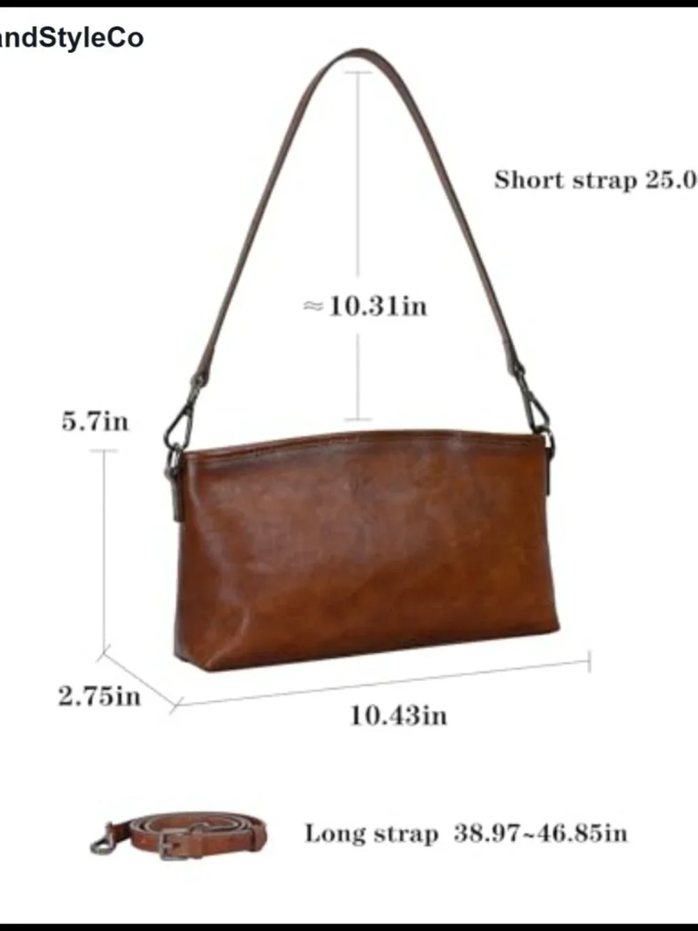 Vegetable-Tanned Leather Crossbody Bag for Women with Adjustable Straps